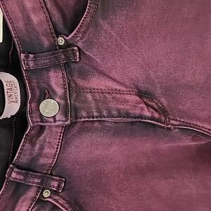 💥 BURGUNDY Distressed VINTAGE AMERICA Boho Skinny Jeans 💥